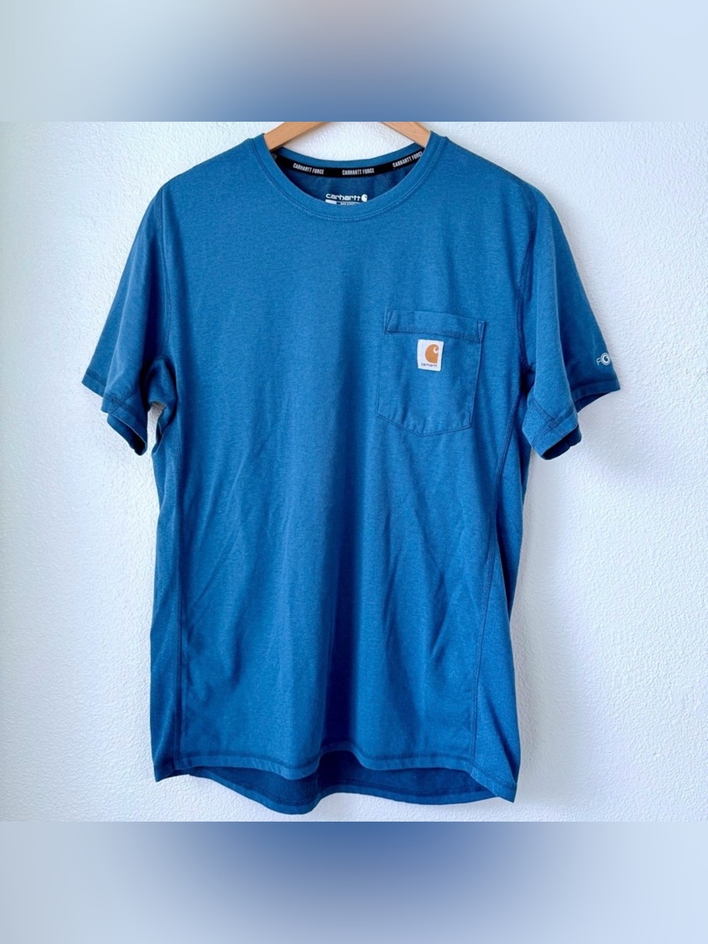 Carhartt Force Medium Blue Heather Short Sleeve Pocket Tee Shirt Relaxed Fit Men